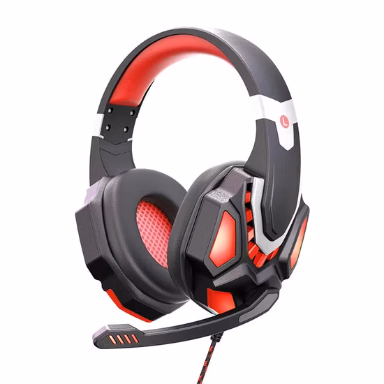 Fone de ouvido com fio estéreo para jogos de computador com graves profundos multicoloridos